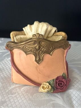 Vintage 1996 FIGI Graphics Pink Floral Purse Pencil Cup